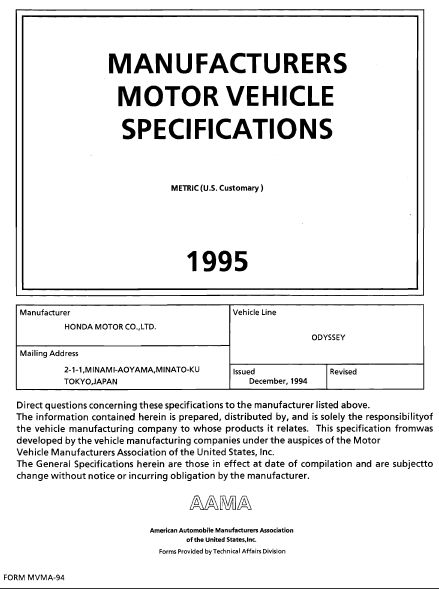 1995 Honda Odyssey MVMA