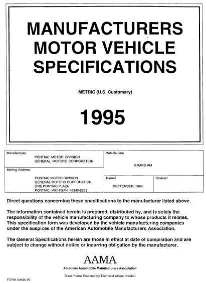 1995 Pontiac Grand Am MVMA