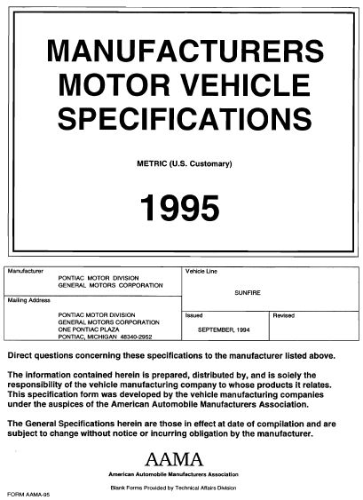 1995 Pontiac Sunfire MVMA