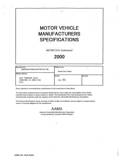 2000 Honda Civic Sedan MVMA